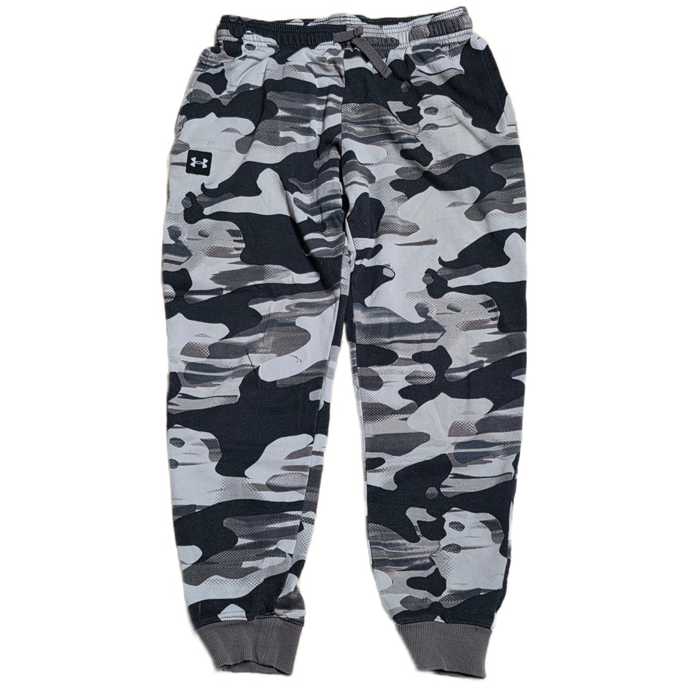 Under Armour Camo Joggers Sweatpants Boy's Size YXL Black White Gray Loose Fit‎